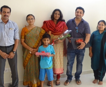 Our team with Mr. Roopesh Ashokan and Family of apartment no. C 1 in Space on Earth, Malaparamba  after handing over.