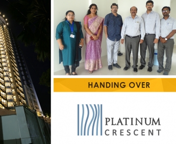 Our team with Dr. Jayaprakash and Family of apartment no. A 17 in Platinum Crescent after handing over.