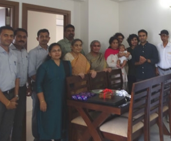 Our team with Mr. Vijay & family of apartment no.C11 in Crescent Lavender, after handing over
